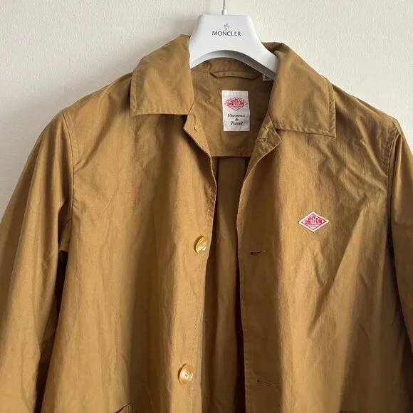 $700 Danton Tan Nylon Taffeta Mac Coat / Jacket - 36 Small/ Medium - Picture 4 of 9
